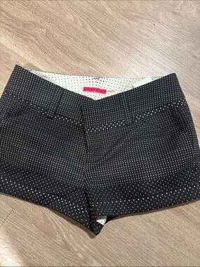 Alice + Olivia Black With White Polka Dot Tailored Shorts